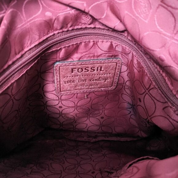 FOSSIL Dark Red Leather Lock Key Crossbody Bag - Picture 14 of 16